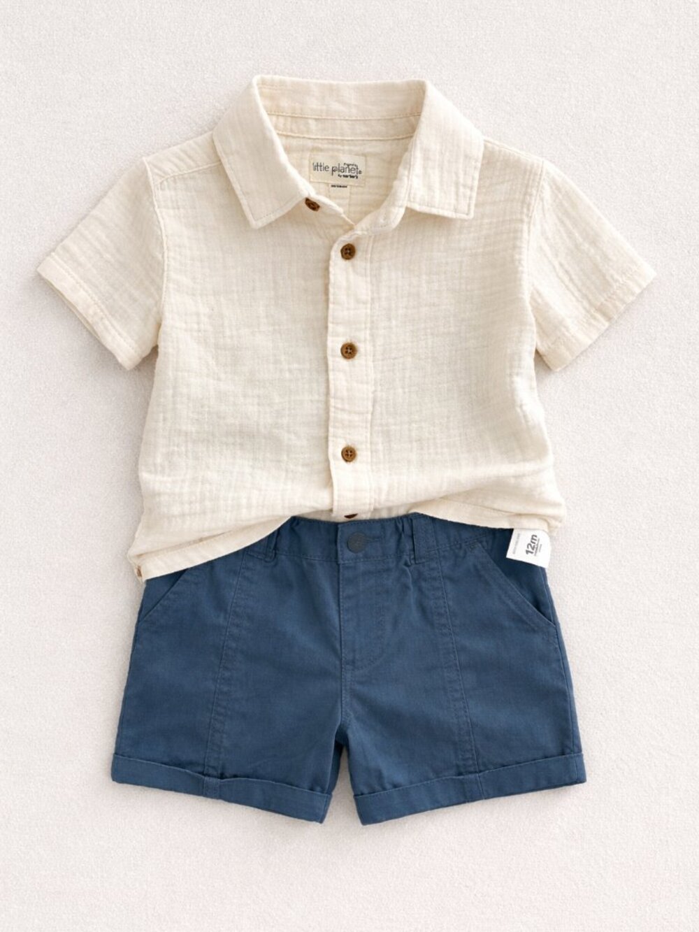 NWT Carter’s Little Planet Baby Boy Outfit 12 Months Organic Cotton Shirt Shorts